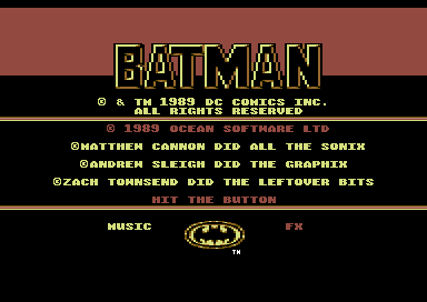 Batman the Movie title screen for Commodore 64